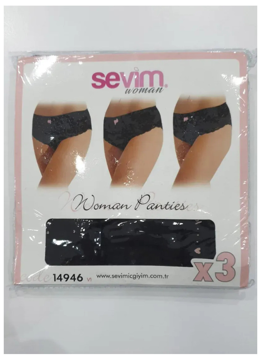 Трусы Женские Кружевные по 3 шт/уп. S/3+M/6+L/6+XL/3 (18шт) Sevim 14946 Sevim 14946 V1 — оптом для магазинов и бутиков