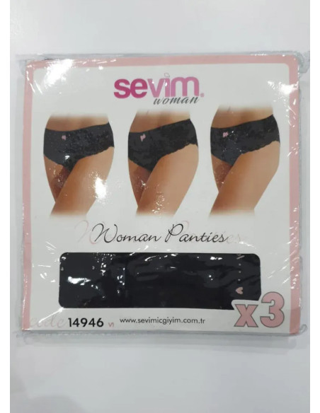 Трусы Женские Кружевные по 3 шт/уп. S/3+M/6+L/6+XL/3 (18шт) Sevim 14946 Sevim 14946 V1 — оптом для магазинов и бутиков