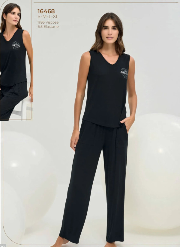 Sevim 16468 Viscose Pants Homewear Set (S+M+L+XL) — direct Turkish factory supply
