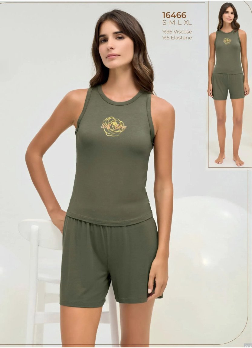 Женский Комплект с Шортами Без Рукавов из Вискозы (S+M+L+XL) Sevim 16466 — оптом для магазинов и бутиков