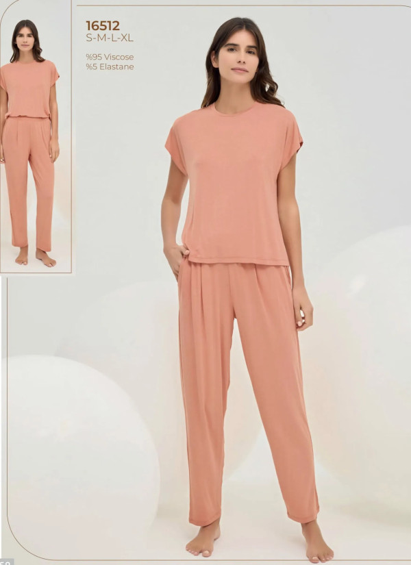 Sevim 16512 Viscose Pants Homewear Set (S+M+L+XL) — direct Turkish factory supply