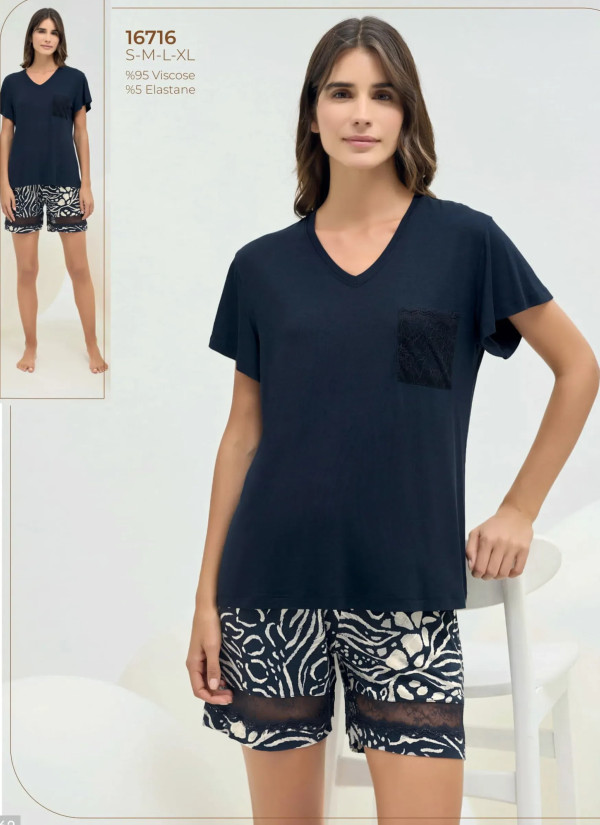 Sevim 16716 Viscose Shorts Homewear Set (S+M+L+XL) — Turkish textile wholesale