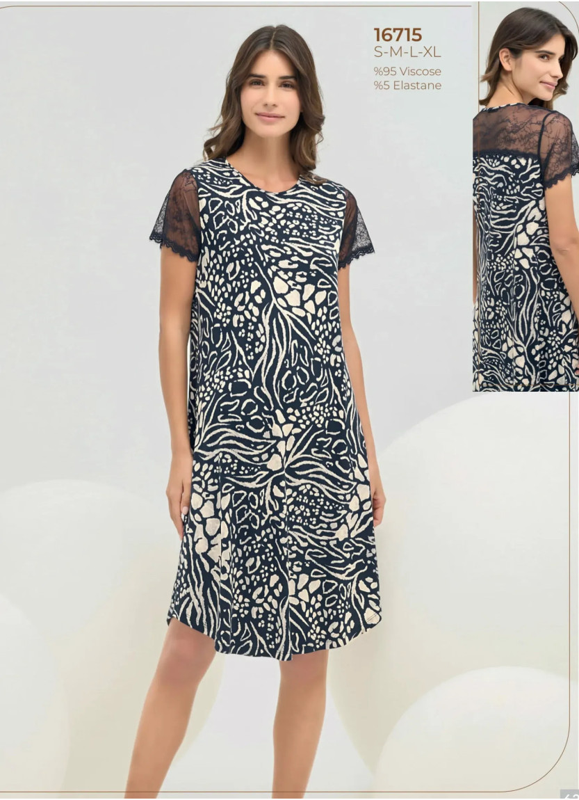 Sevim 16715 Viscose Nightdress (S+M+L+XL) — direct Turkish factory supply