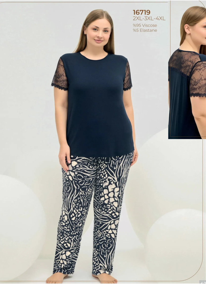Sevim 16719 Viscose Pants Homewear Set (2XL+3XL+4XL) — factory-direct from Turkey