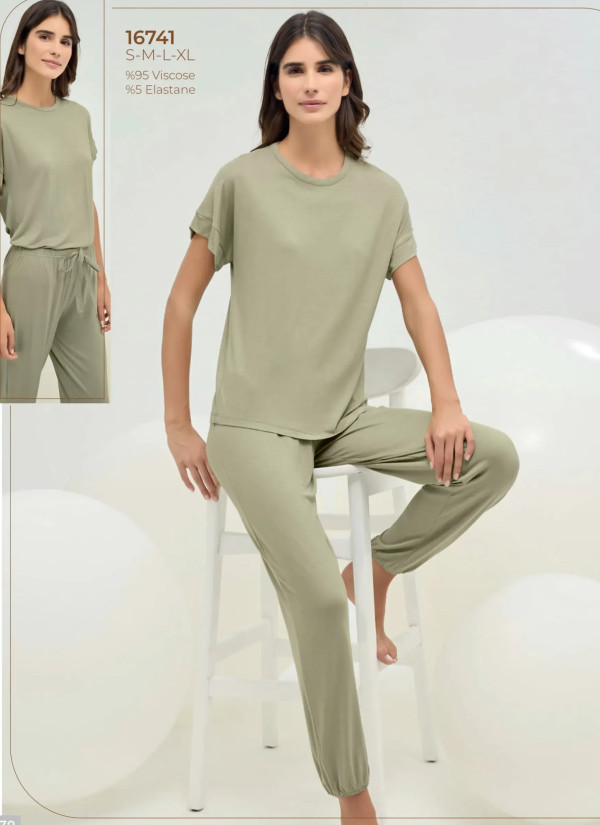 Sevim 16741 Viscose Pants Homewear Set (S+M+L+XL) — direct Turkish factory supply