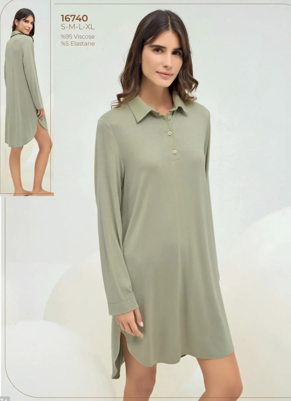 Sevim 16740 Viscose Nightdress (S+M+L+XL) — factory-direct from Turkey