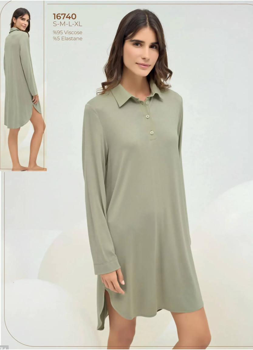 Sevim 16740 Viscose Nightdress (S+M+L+XL) — factory-direct from Turkey