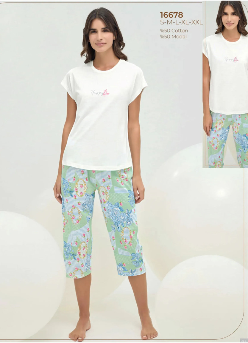 Sevim 16678 Modal Capri Homewear Set (S+M+L+XL+XXL) — direct Turkish factory supply