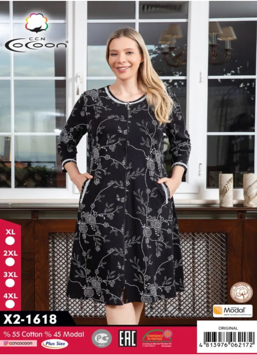 CCNX2-1618_ORI Modal Women's Robe (XL+2XL+3XL+4XL) — direct Turkish factory supply