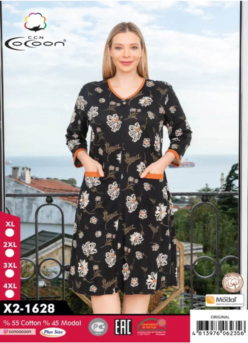 CCNX2-1628_ORI Modal Women's Robe (XL+2XL+3XL+4XL) — Turkish textile wholesale