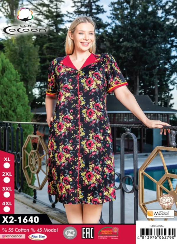 CCNX2-1640_ORI Modal Women's Robe (XL+2XL+3XL+4XL) — direct Turkish factory supply