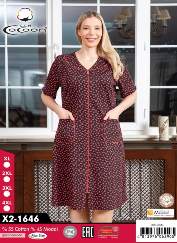 CCNX2-1646_ORI Modal Women's Robe (XL+2XL+3XL+4XL) — factory-direct from Turkey