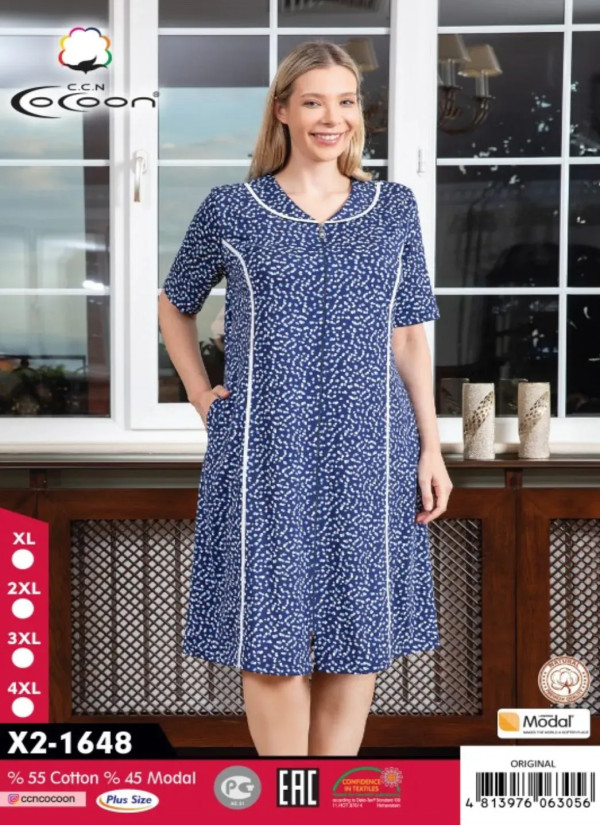 CCNX2-1648_ORI Modal Women's Robe (XL+2XL+3XL+4XL) — Turkish textile wholesale
