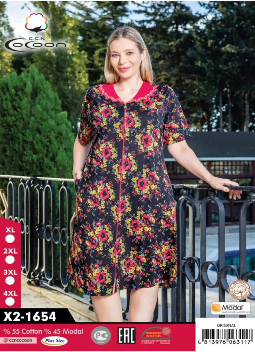 Женский Халат Модал (XL+2XL+3XL+4XL) Cocoon CCNX2-1654_ORI — оптовая поставка из Турции