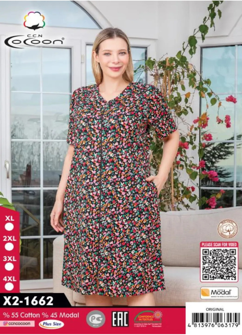 Женский Халат Модал (XL+2XL+3XL+4XL) Cocoon CCNX2-1662_ORI — оптом для магазинов и бутиков