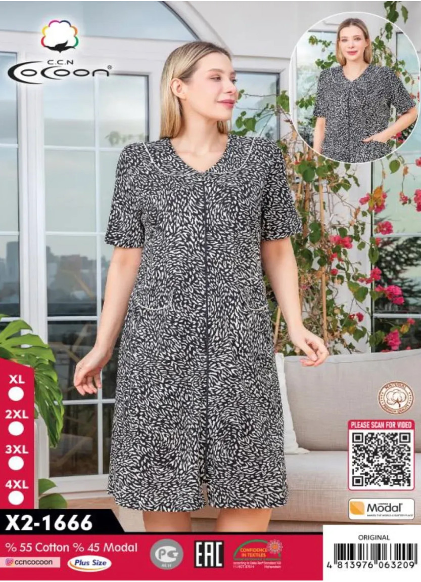 CCNX2-1666_ORI Modal Women's Robe (XL+2XL+3XL+4XL) — factory-direct from Turkey