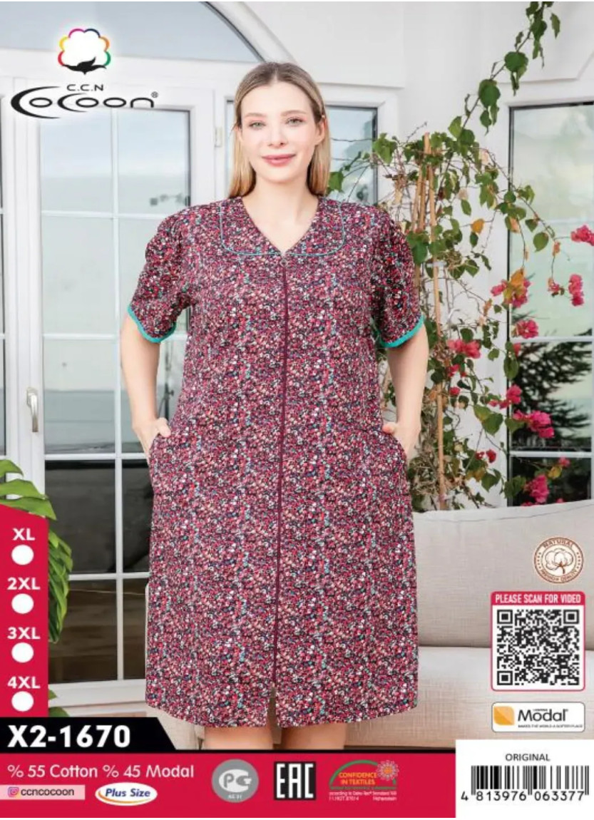 CCNX2-1670_ORI Modal Women's Robe (XL+2XL+3XL+4XL) — direct Turkish factory supply