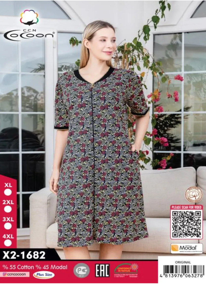 Женский Халат Модал (XL+2XL+3XL+4XL) Cocoon CCNX2-1682_ORI — оптовая поставка из Турции