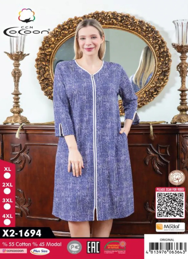 CCNX2-1694_ORI Modal Women's Robe (XL+2XL+3XL+4XL) — Turkish textile wholesale