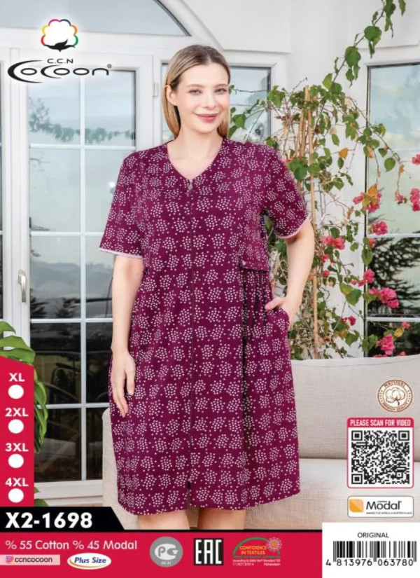 CCNX2-1698_ORI Modal Women's Robe (XL+2XL+3XL+4XL) — wholesale from Turkey