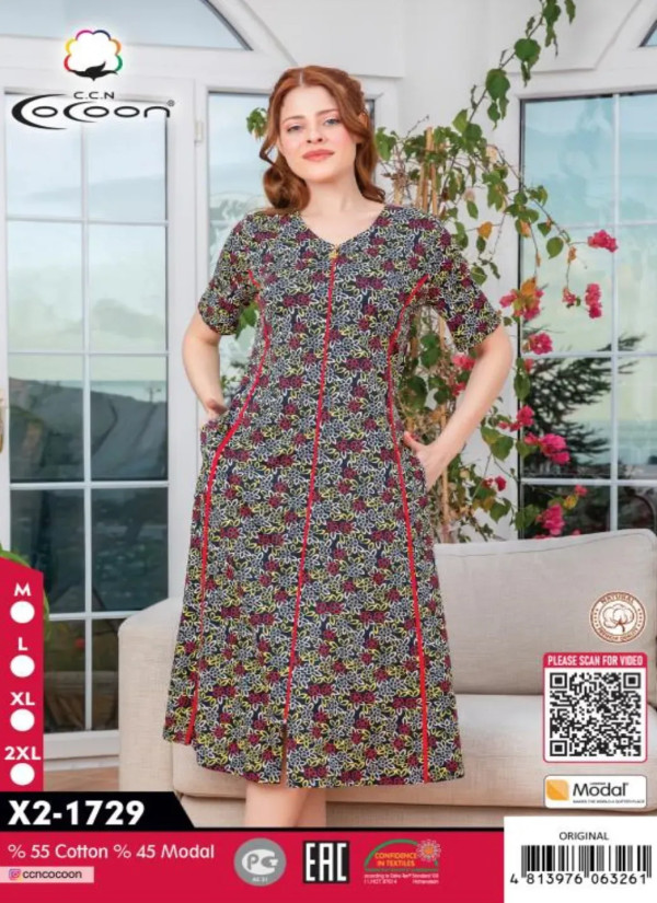 CCNX2-1729_ORI Modal Women's Robe (M+L+XL+2XL) — Turkish textile wholesale