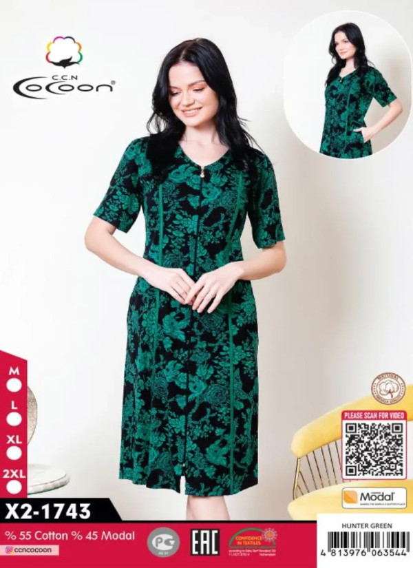 CCNX2-1743_HGR Modal Women's Robe (M+L+XL+2XL) — Turkish textile wholesale