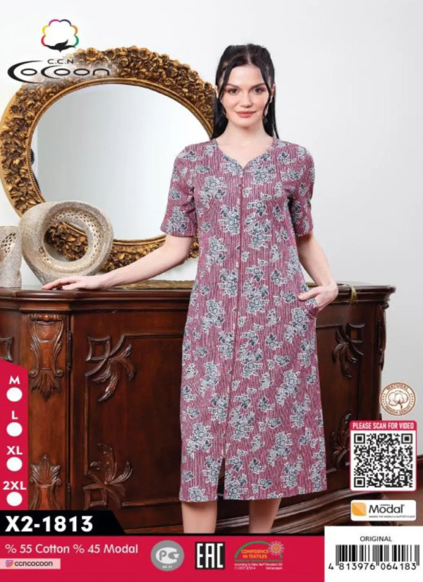 CCNX2-1813_ORI Modal Women's Robe (M+L+XL+2XL) — factory-direct from Turkey