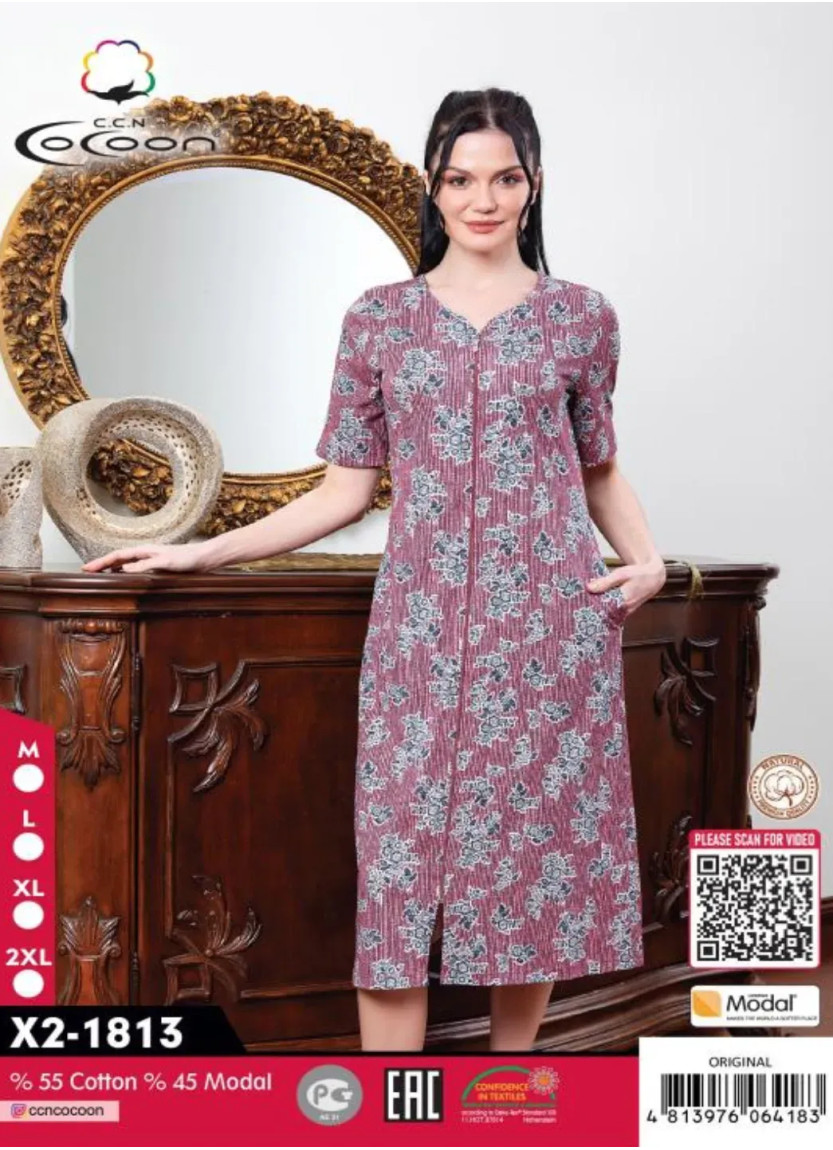 CCNX2-1813_ORI Modal Women's Robe (M+L+XL+2XL) — factory-direct from Turkey