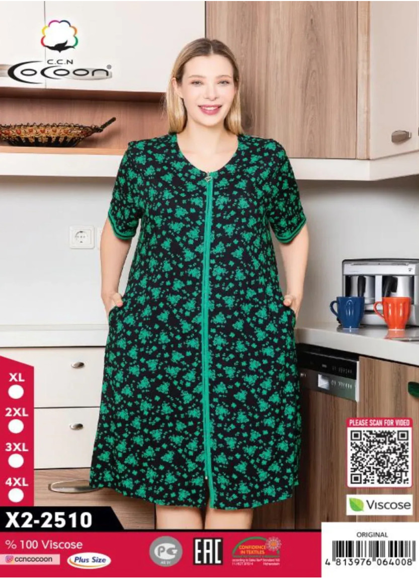 CCNX2-2510_ORI Viscose Women's Robe (XL+2XL+3XL+4XL) — direct Turkish factory supply