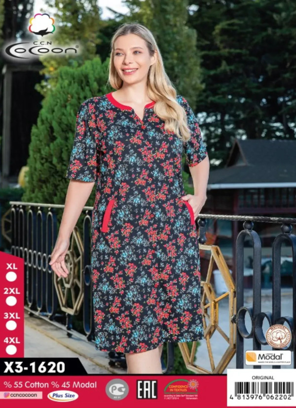 CCNX3-1620_ORI Modal Dress (XL+2XL+3XL+4XL) — factory-direct from Turkey