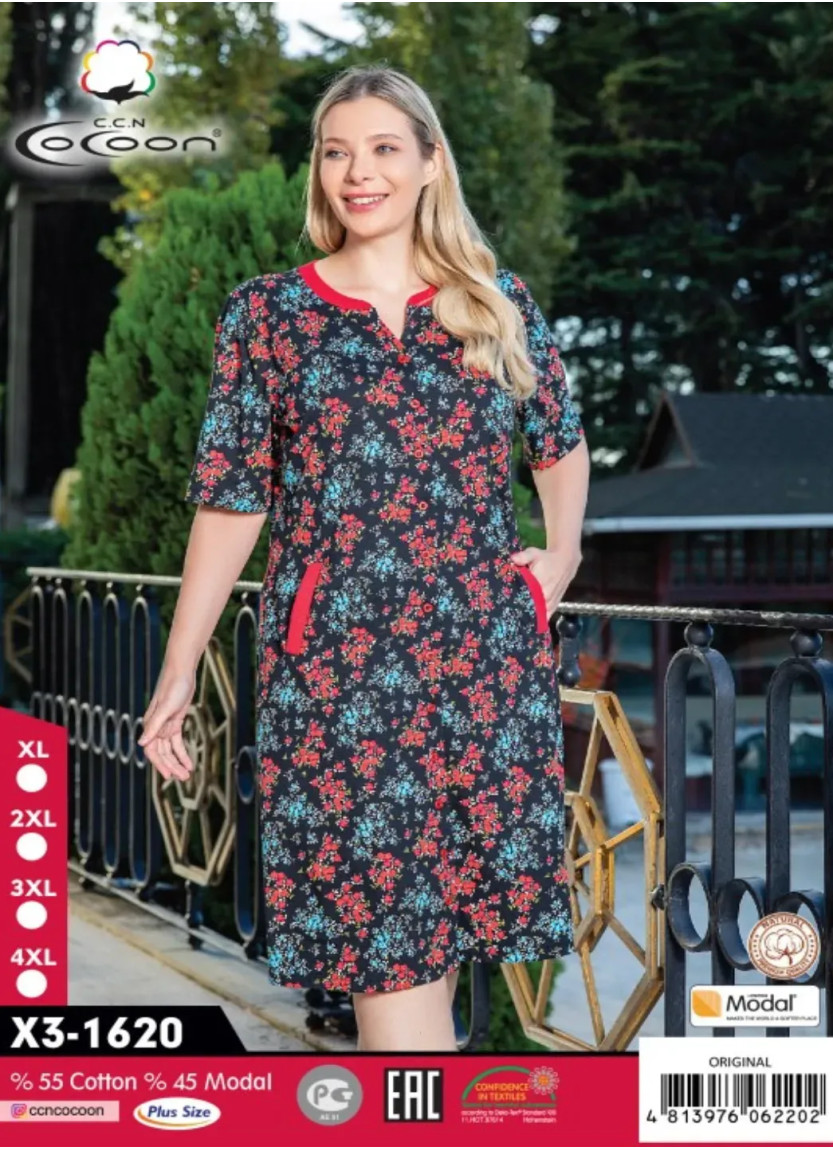 Женское Платье Модал (XL+2XL+3XL+4XL) Cocoon CCNX3-1620_ORI — оптовая поставка из Турции