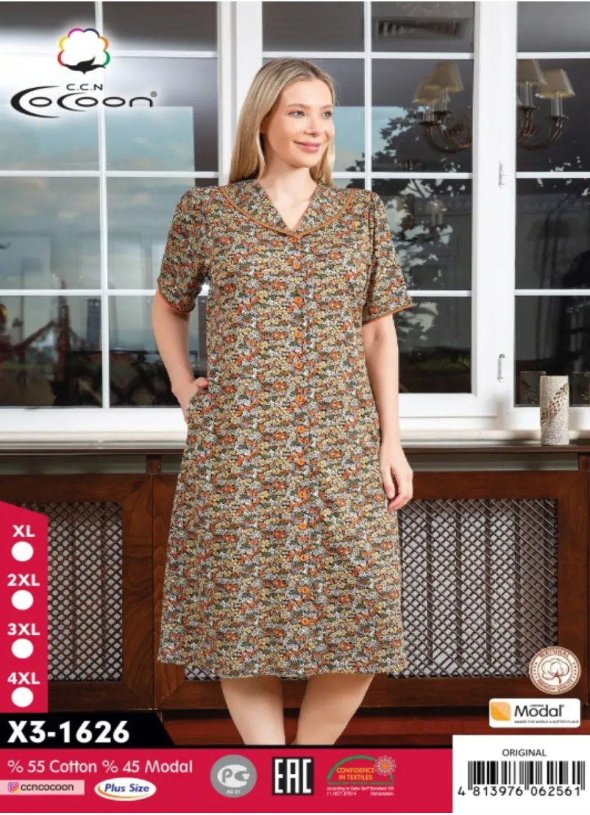 Женский Халат Модал (XL+2XL+3XL+4XL) Cocoon CCNX3-1626_ORI — оптовая поставка из Турции