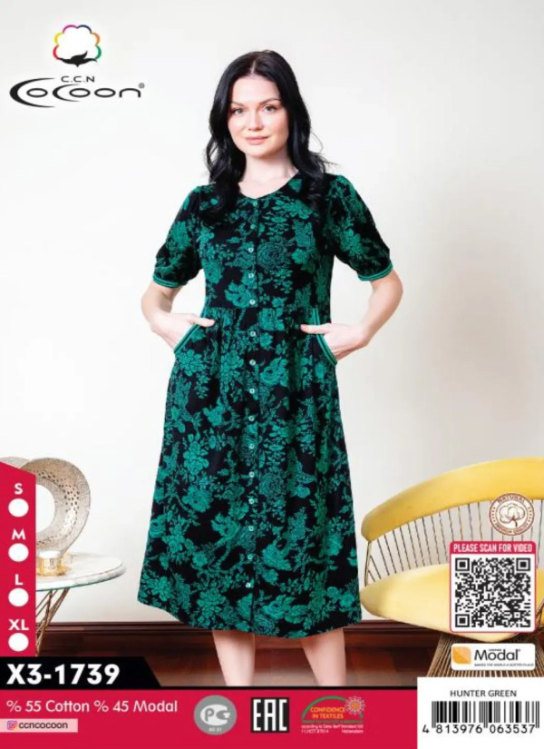 CCNX3-1739_HGR Modal Women's Robe (S+M+L+XL) — factory-direct from Turkey