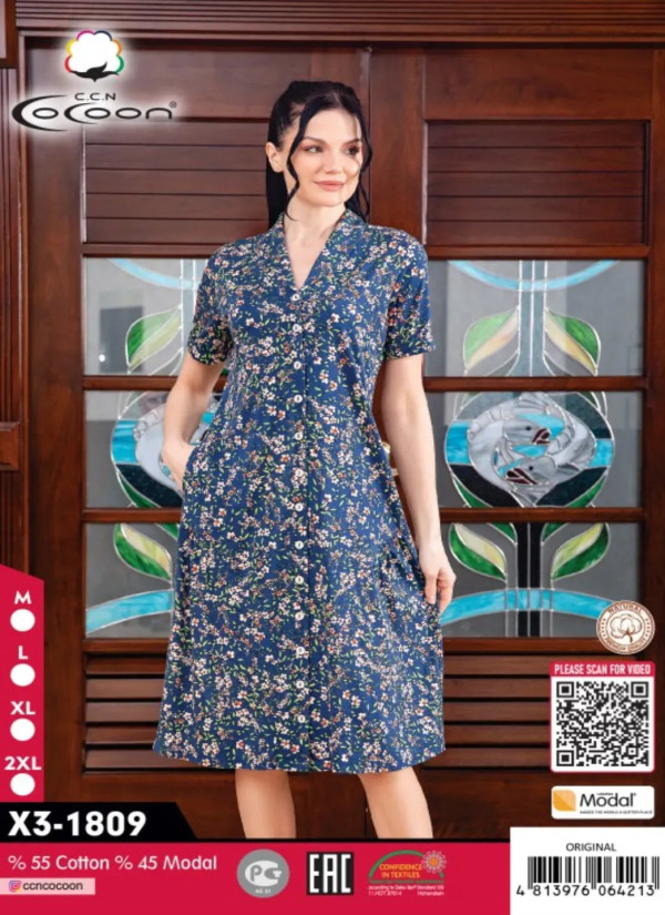 CCNX3-1809_ORI Modal Women's Robe (M+L+XL+2XL) — factory-direct from Turkey