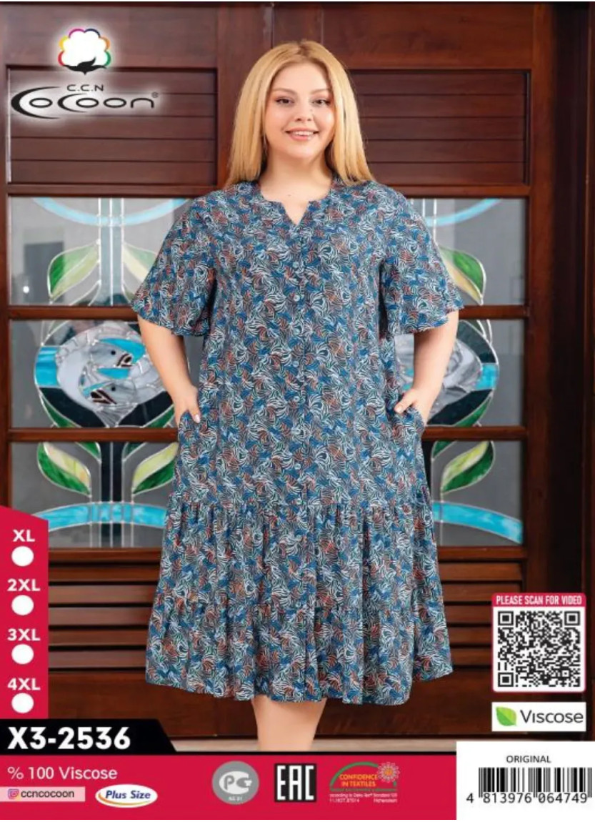 CCNX3-2536_ORI Viscose Dress (XL+2XL+3XL+4XL) — factory-direct from Turkey