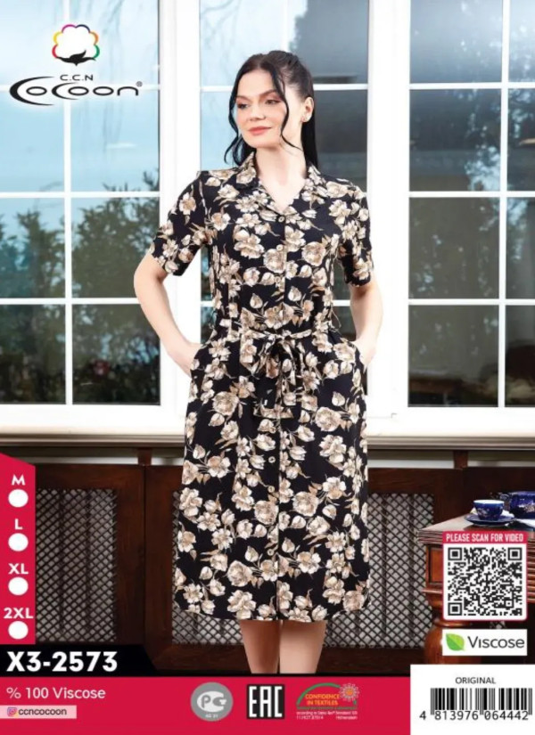 CCNX3-2573_ORI Viscose Dress (M+L+XL+2XL) — factory-direct from Turkey