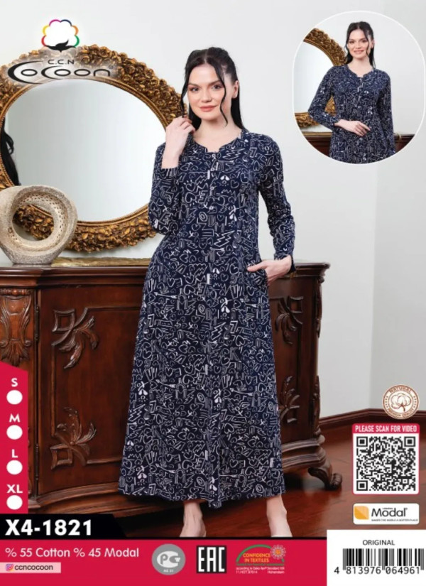 CCNX4-1821_ORI Modal Women's Robe (S+M+L+XL) — Turkish textile wholesale