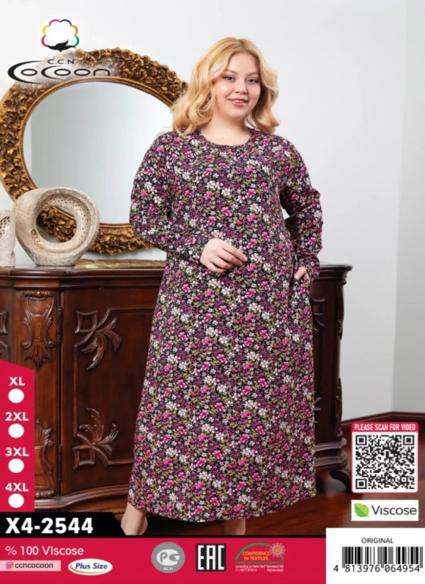 CCNX4-2544_ORI Viscose Dress (XL+2XL+3XL+4XL) — factory-direct from Turkey