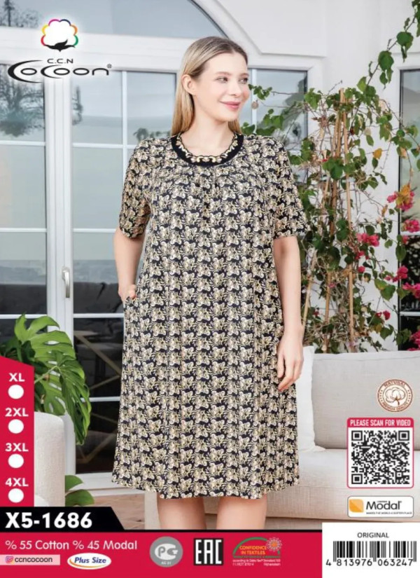 CCNX5-1686_ORI Modal Dress (XL+2XL+3XL+4XL) — Turkish textile wholesale