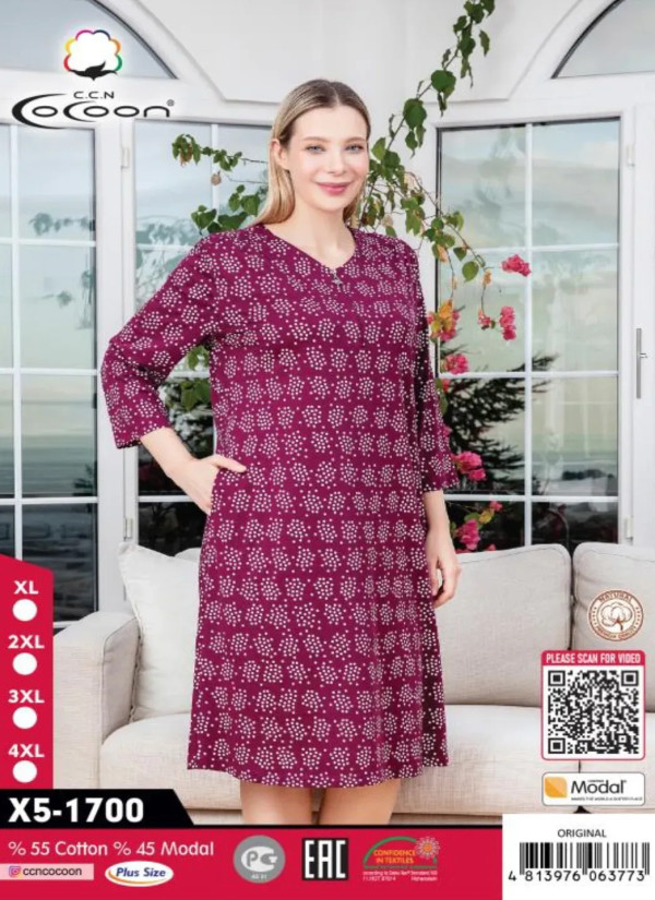 CCNX5-1700_ORI Modal Dress (XL+2XL+3XL+4XL) — Turkish textile wholesale