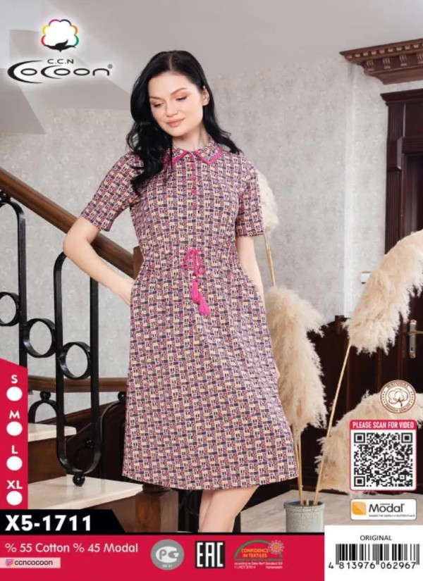 CCNX5-1711_ORI Modal Dress (S+M+L+XL) — factory-direct from Turkey