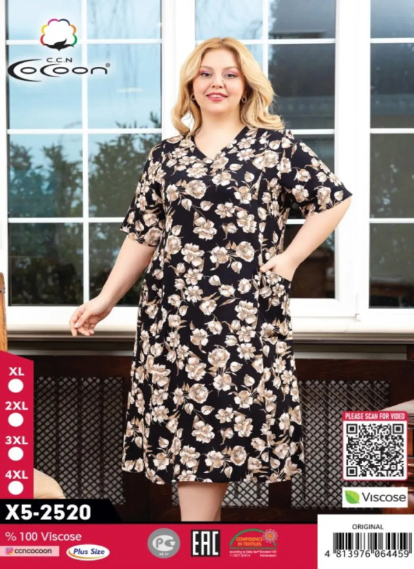 CCNX5-2520_ORI Viscose Dress (XL+2XL+3XL+4XL) — Turkish textile wholesale