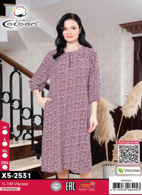 CCNX5-2531_ORI Viscose Dress (M+L+XL+2XL) — wholesale from Turkey