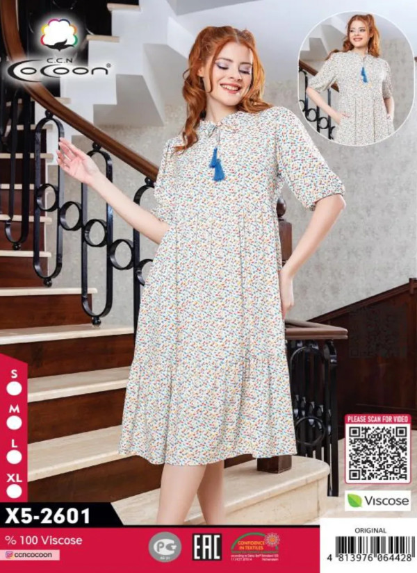 CCNX5-2601_ORI Viscose Dress (S+M+L+XL) — direct Turkish factory supply