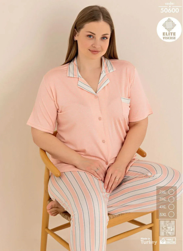 Cagri 50600 Viscose Women's Pajama Set (2XL+3XL+4XL+5XL) — wholesale from Turkey