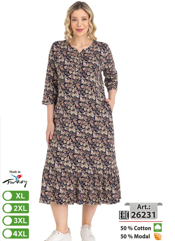 intensive 26231 Оптом Турция Фабрика Платье Modal-Cotton (XL+2XL+3XL+4XL) intensive 26231 Купить Оптом с Турции