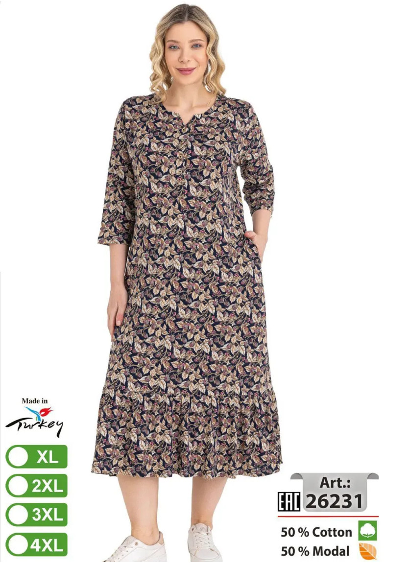 intensive 26231 Оптом Турция Фабрика Платье Modal-Cotton (XL+2XL+3XL+4XL) intensive 26231 Купить Оптом с Турции