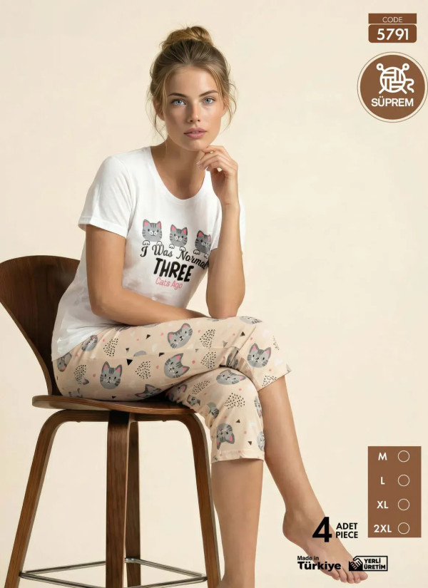 Pijamo 5791 Capri Homewear Set (M+L+XL+2XL) — Turkish textile wholesale