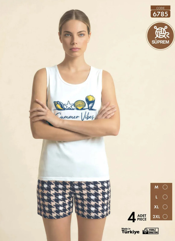 Pijamo 6785 Shorts Homewear Set (M+L+XL+2XL) — Turkish textile wholesale
