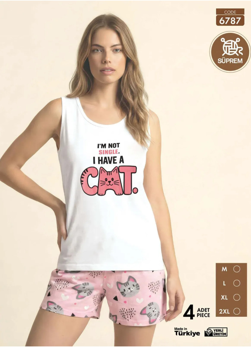 Женский Комплект Шорты с Футболкой из Супрема (M+L+XL+2XL) SÜPREM Pijamo 6787 — купить оптом из Турции